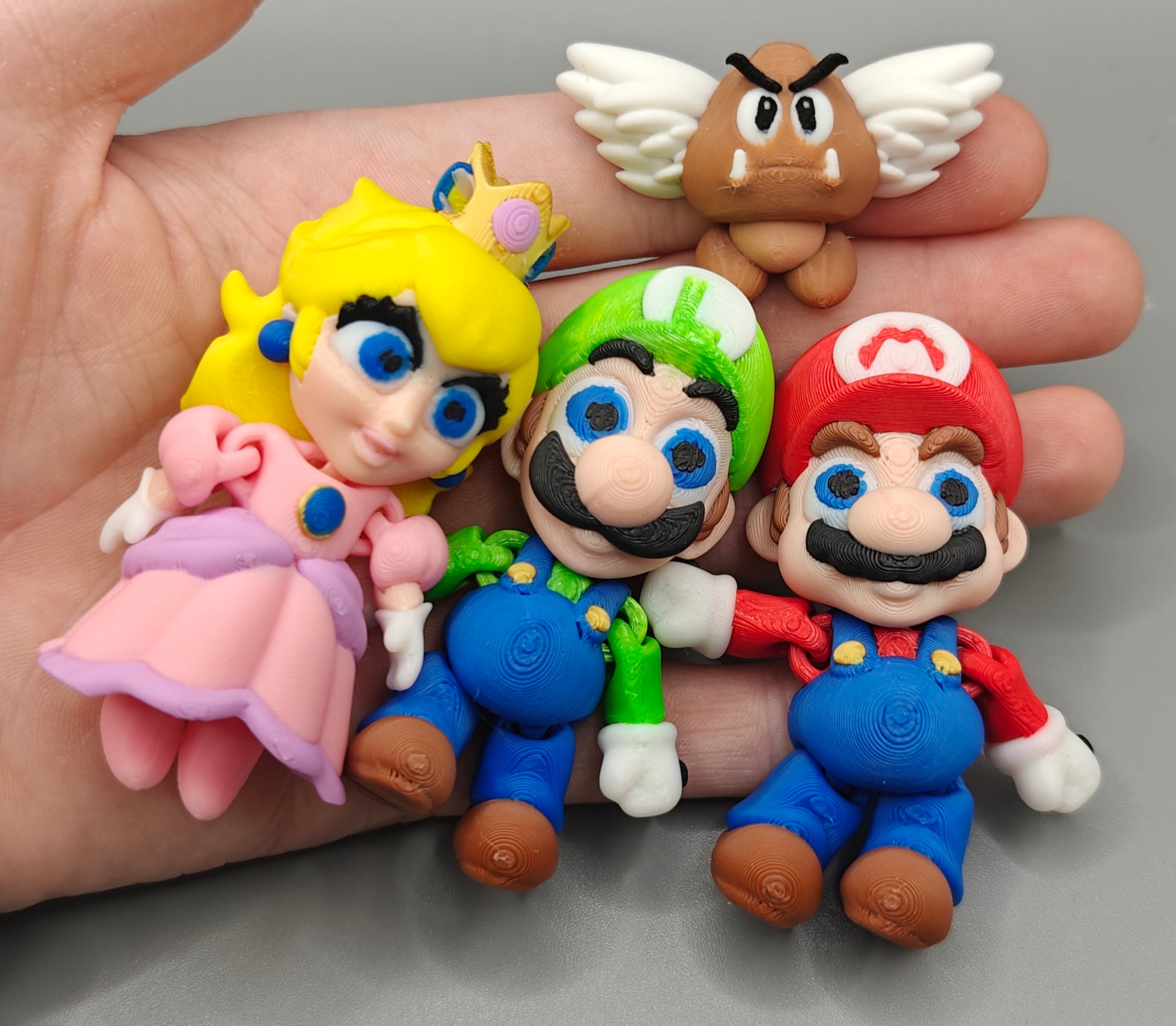Mario Mini Figures Set – Mario, Luigi, Princess Peach & Winged Goomba ...