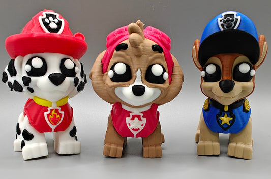 Paw Patrol Mini Figures Set – Marshall, Chase & Skye | 3D Printed Collectibles